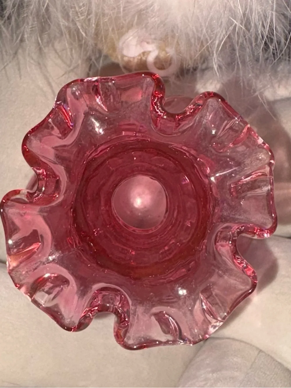 Fenton Pink Ruffled Bud Vase